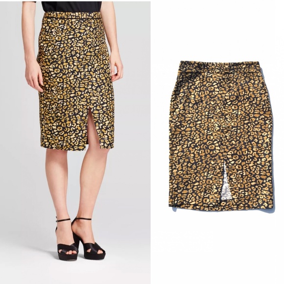 NEW Cheetah Print Knit Pencil Skirt Size 6 :078 - Picture 2 of 8